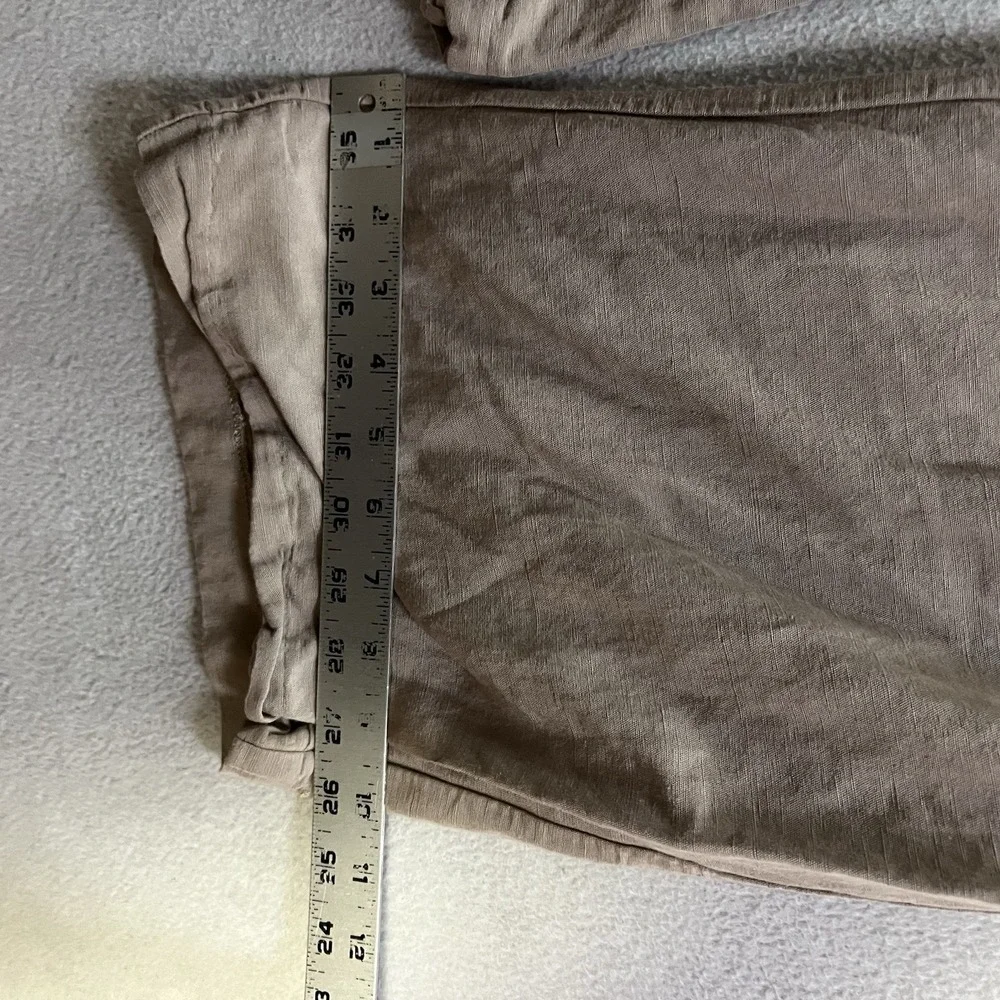 H&M Wide Leg Trousers Pants Women's Size 12 Brown Linen Blend
